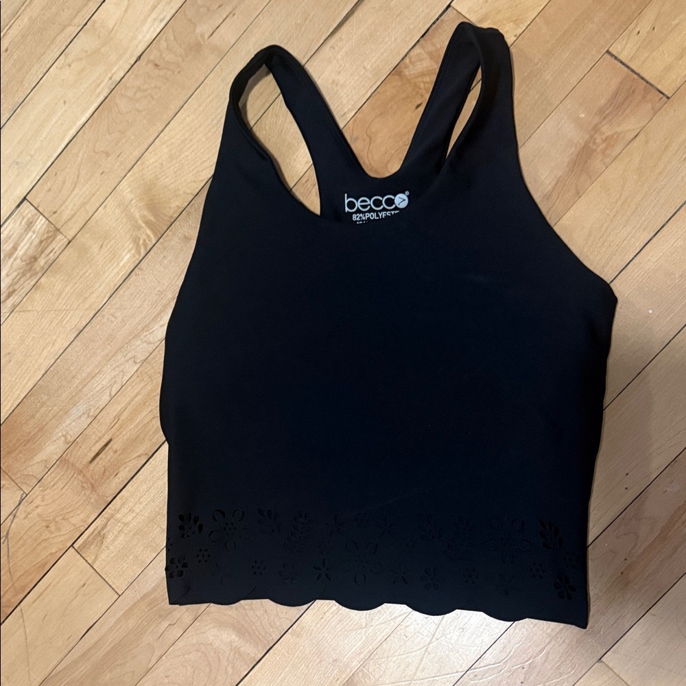 Becca Black Laser-Cut Racerback Crop Top